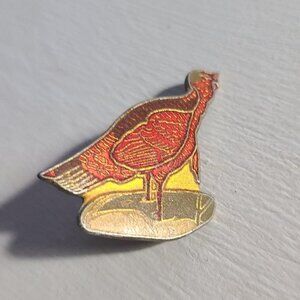 Wild Turkey Bird Vintage Lapel Pin Tie Tack Brooch